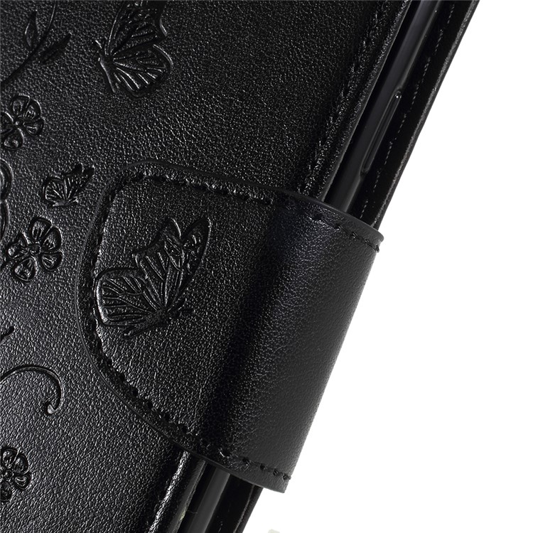 For Samsung Galaxy S9+ G965 Imprint Butterfly Flower Wallet Stand Leather Case - Black-6