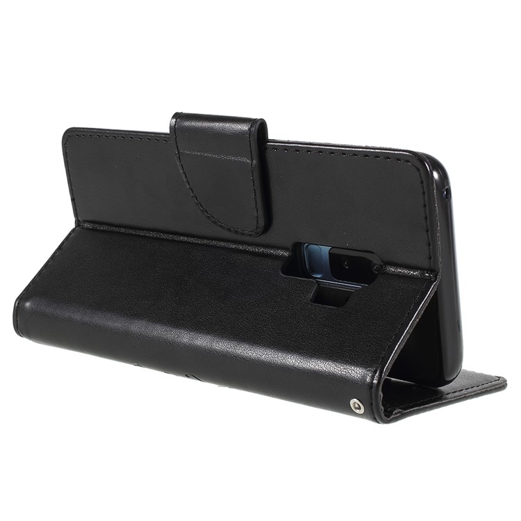 For Samsung Galaxy S9+ G965 Imprint Butterfly Flower Wallet Stand Leather Case - Black-8