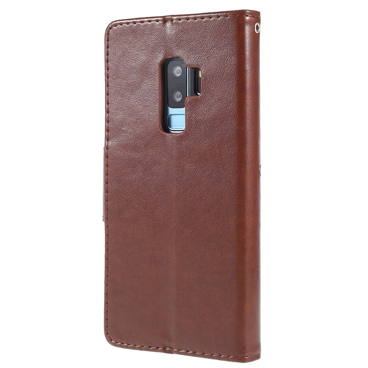 For Samsung Galaxy S9+ G965 Imprint Butterfly Flower Wallet Leather Cellphone Case - Brown-3