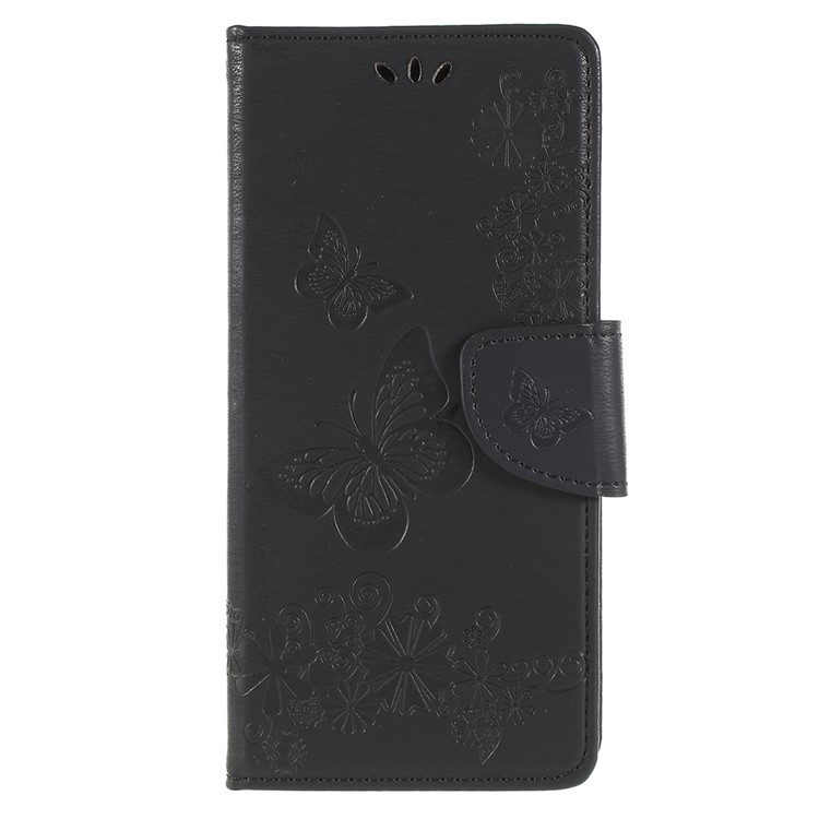 Imprint Butterfly Flower Leather Stand Wallet Case for Samsung Galaxy S9+ G965 - Black-3