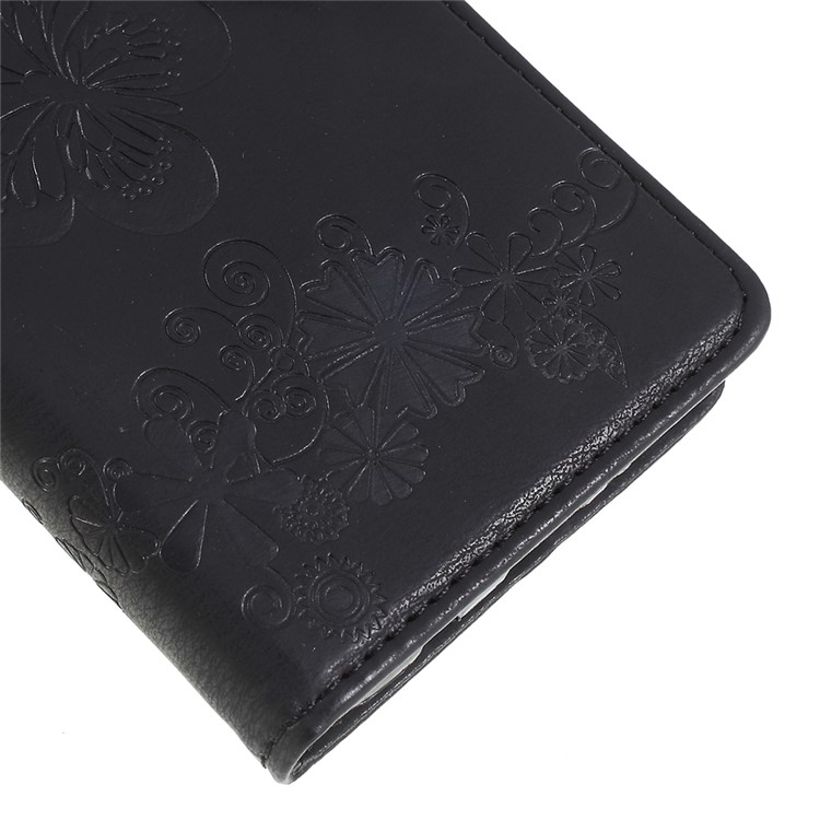 Imprint Butterfly Flower Leather Stand Wallet Case for Samsung Galaxy S9+ G965 - Black-4