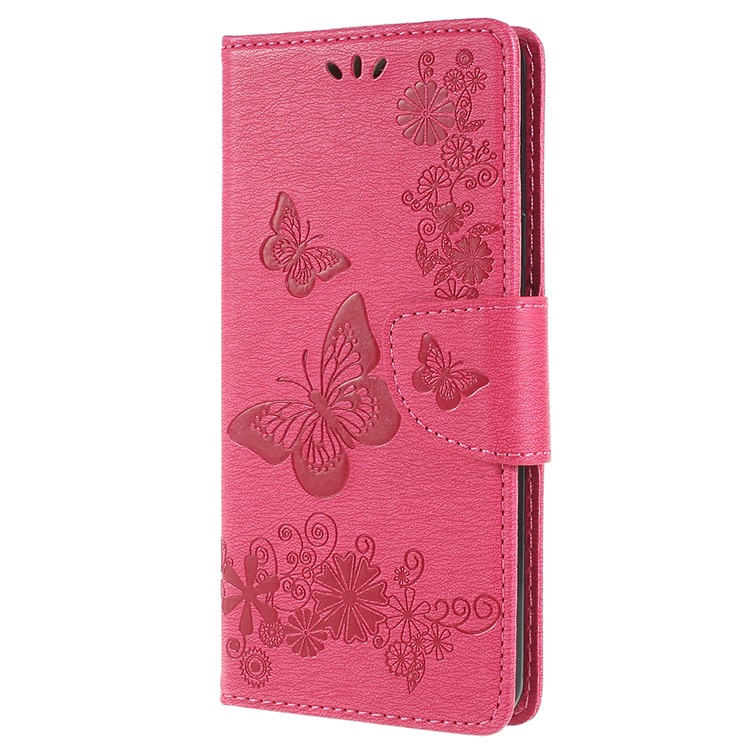 Imprint Butterfly Flower Leather Stand Wallet Shell for Samsung Galaxy S9+ G965 - Rose-2