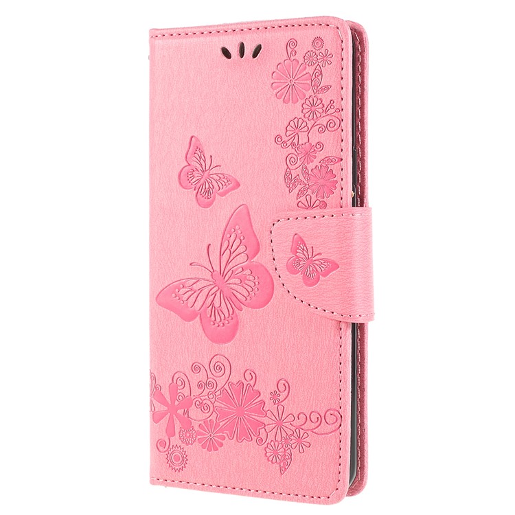 Imprint Butterfly Flower Leather Stand Phone Case for Samsung Galaxy S9+ G965 - Pink-2