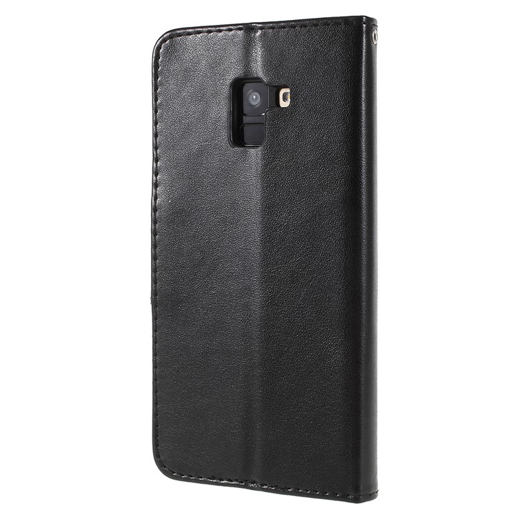 Imprinted Butterfly Flowers Wallet Leather Stand Case for Samsung Galaxy A8 Plus (2018) - Black-2