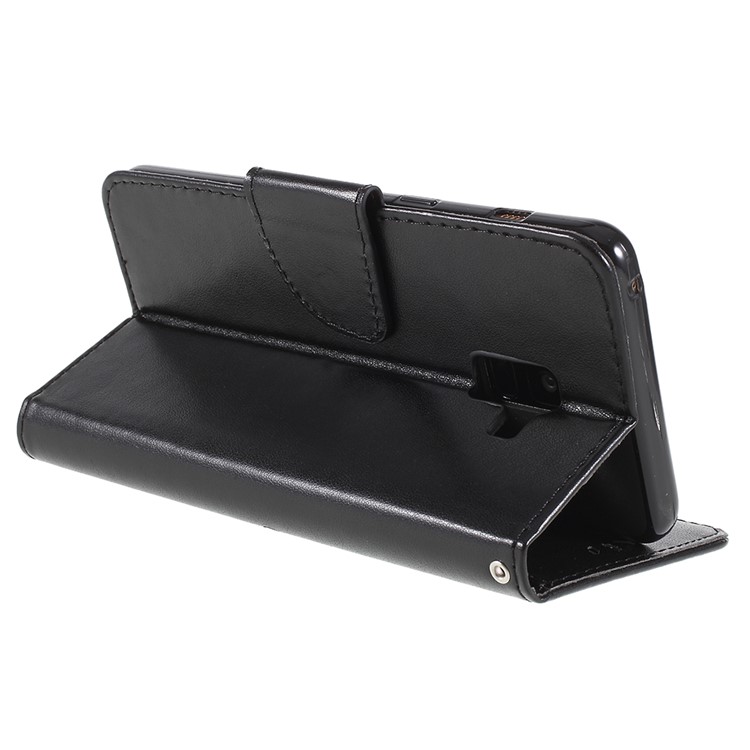 Imprinted Butterfly Flowers Wallet Leather Stand Case for Samsung Galaxy A8 Plus (2018) - Black-9