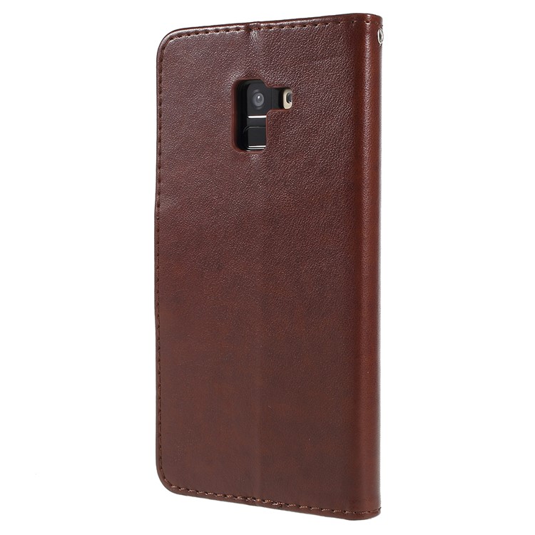 Imprinted Butterfly Flowers Wallet Leather Mobile Phone Case Accessory for Samsung Galaxy A8 Plus (2018) - Brown-3
