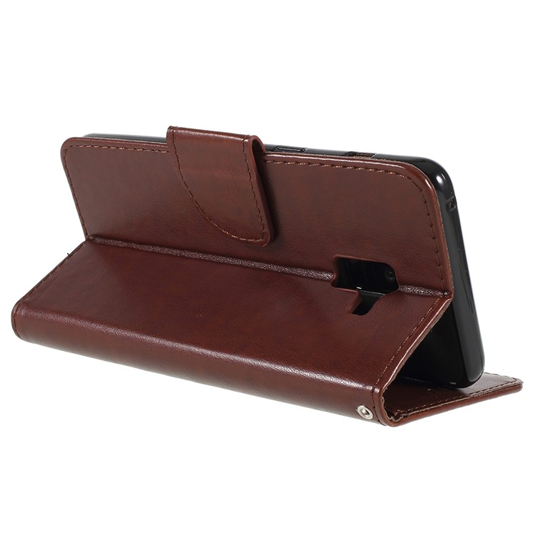 Imprinted Butterfly Flowers Wallet Leather Mobile Phone Case Accessory for Samsung Galaxy A8 Plus (2018) - Brown-5