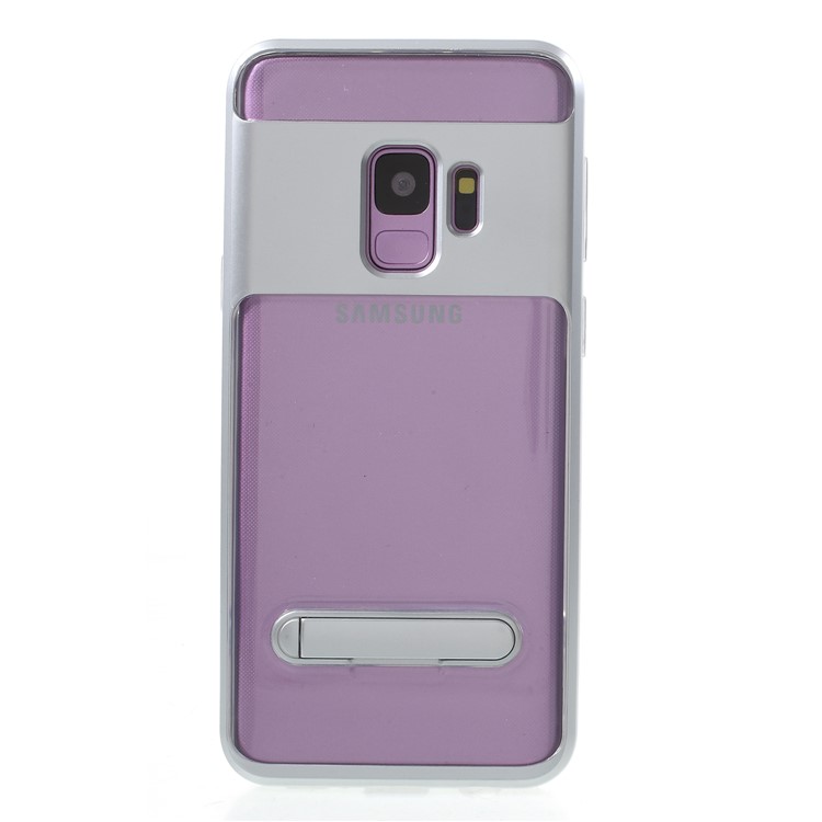 Detachable Soft TPU + Hard PC Hybrid Cover with Kickstand for Samsung Galaxy S9 SM-G960 - Silver-1