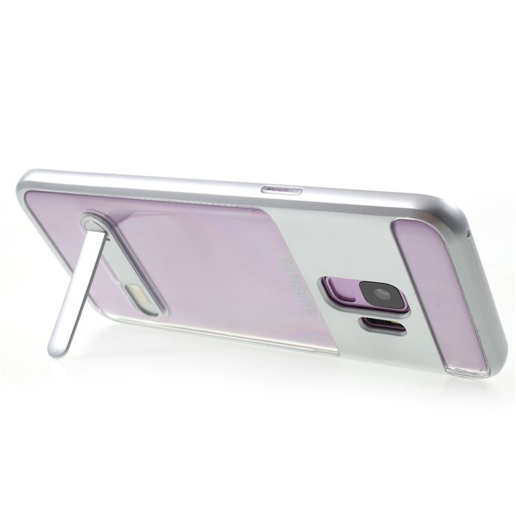 Detachable Soft TPU + Hard PC Hybrid Cover with Kickstand for Samsung Galaxy S9 SM-G960 - Silver-5