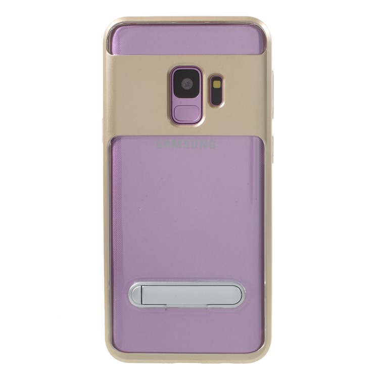 Detachable Soft TPU + Hard PC Hybrid Casing with Kickstand for Samsung Galaxy S9 SM-G960 - Gold-1