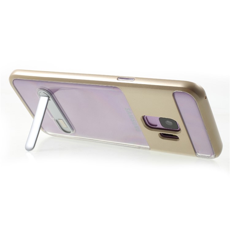 Detachable Soft TPU + Hard PC Hybrid Casing with Kickstand for Samsung Galaxy S9 SM-G960 - Gold-5