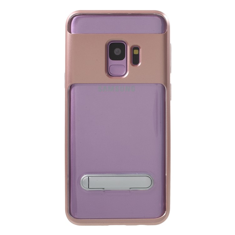 Detachable Soft TPU + Hard PC Combo Case with Kickstand for Samsung Galaxy S9 SM-G960 - Rose Gold-1