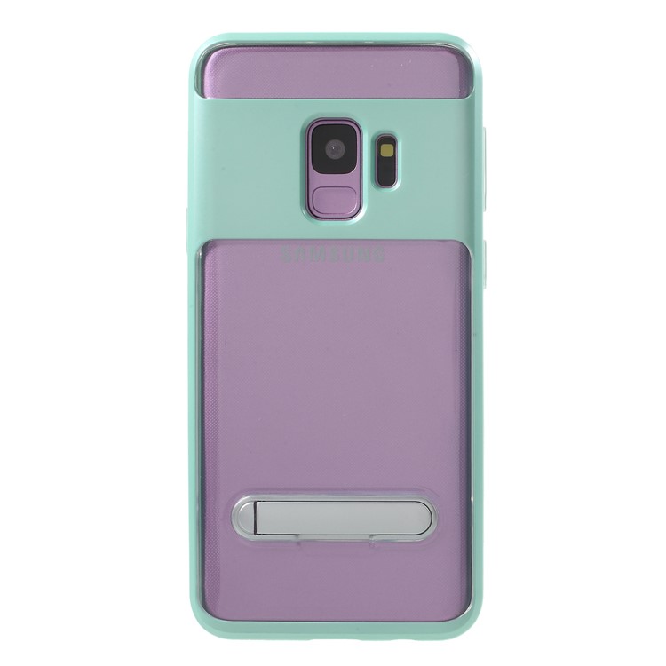 Detachable Soft TPU + Hard PC Hybrid Mobile Phone Case with Kickstand for Samsung Galaxy S9 SM-G960 - Cyan-1