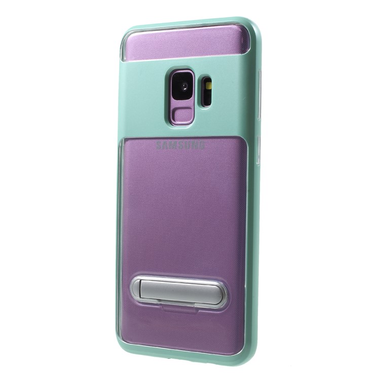 Detachable Soft TPU + Hard PC Hybrid Mobile Phone Case with Kickstand for Samsung Galaxy S9 SM-G960 - Cyan-3