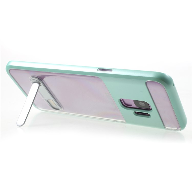 Detachable Soft TPU + Hard PC Hybrid Mobile Phone Case with Kickstand for Samsung Galaxy S9 SM-G960 - Cyan-5