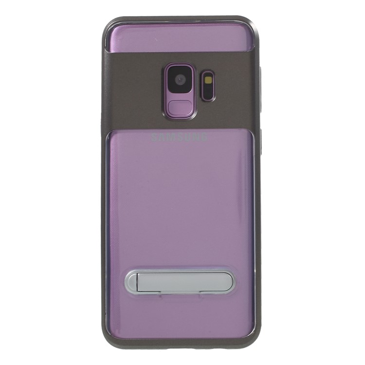 Detachable Soft TPU + Hard PC Hybrid Back Case with Kickstand for Samsung Galaxy S9 SM-G960 - Grey-1