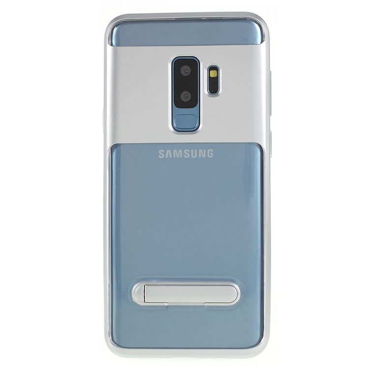 Detachable Soft TPU + Hard PC Hybrid Cover with Kickstand for Samsung Galaxy S9 Plus SM-G965 - Silver-1