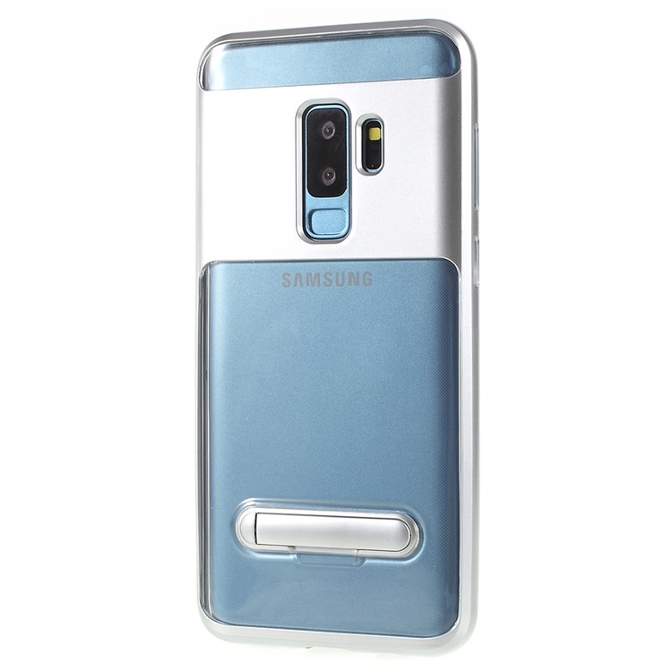 Detachable Soft TPU + Hard PC Hybrid Cover with Kickstand for Samsung Galaxy S9 Plus SM-G965 - Silver-2
