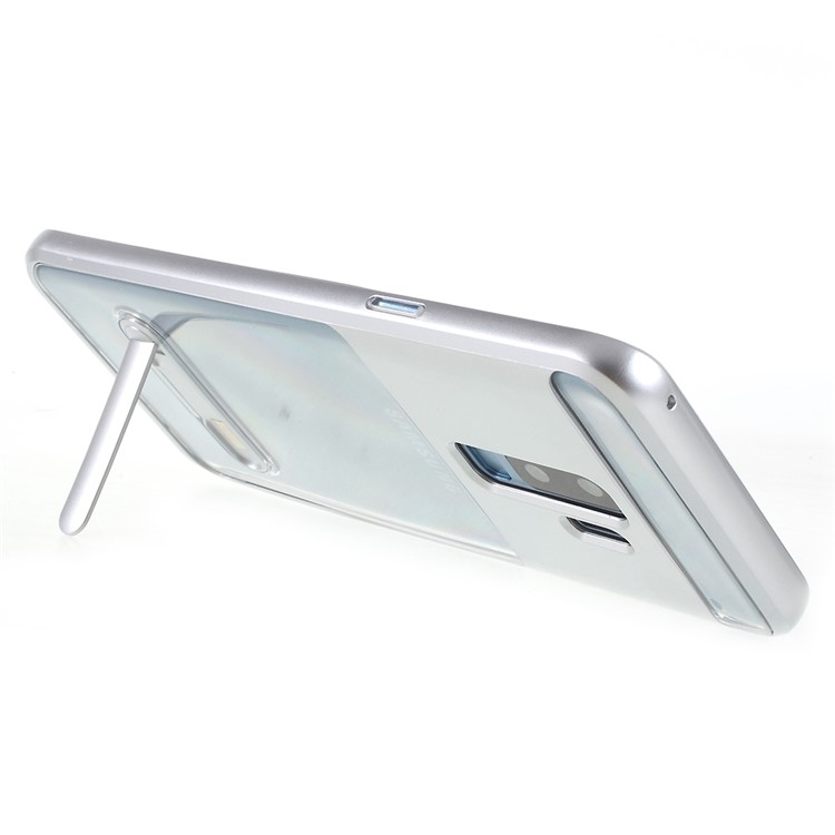 Detachable Soft TPU + Hard PC Hybrid Cover with Kickstand for Samsung Galaxy S9 Plus SM-G965 - Silver-4