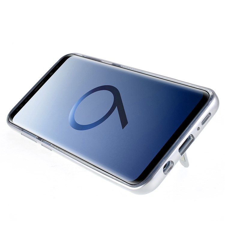 Detachable Soft TPU + Hard PC Hybrid Cover with Kickstand for Samsung Galaxy S9 Plus SM-G965 - Silver-5