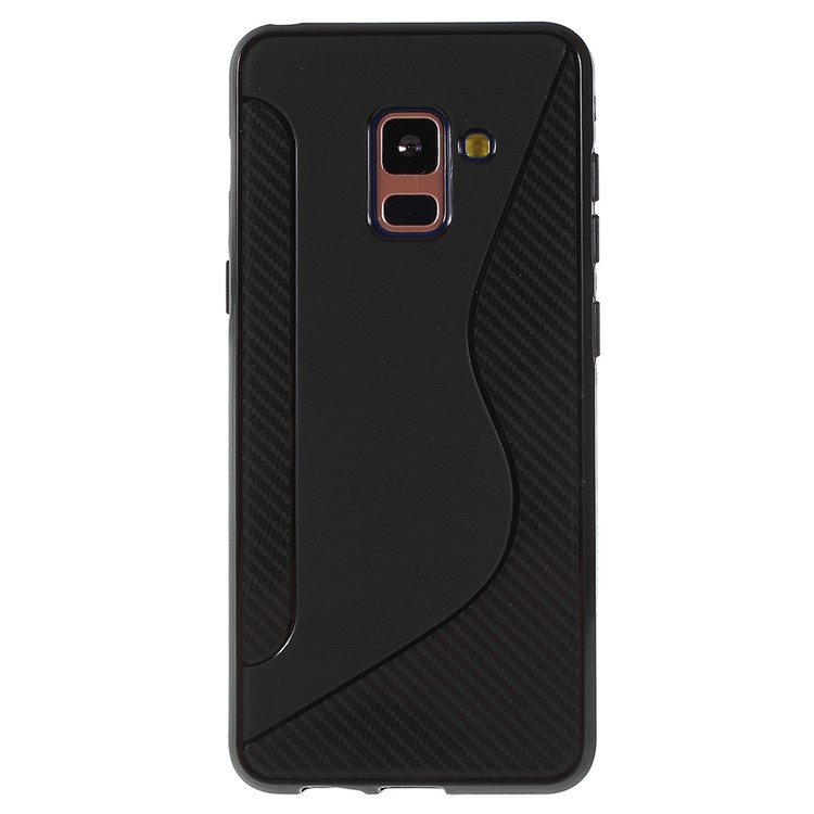 100PCS/Lot S Shape TPU Back Case for Samsung Galaxy A8 (2018) - Black-2