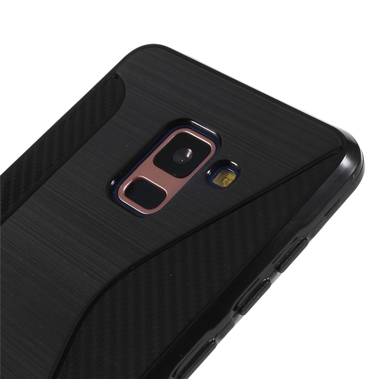 100PCS/Lot S Shape TPU Back Case for Samsung Galaxy A8 (2018) - Black-3