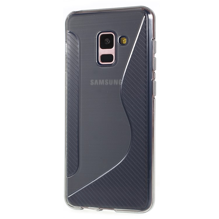 100PCS/Lot S Shape TPU Cover Case for Samsung Galaxy A8 (2018) - Transparent-2