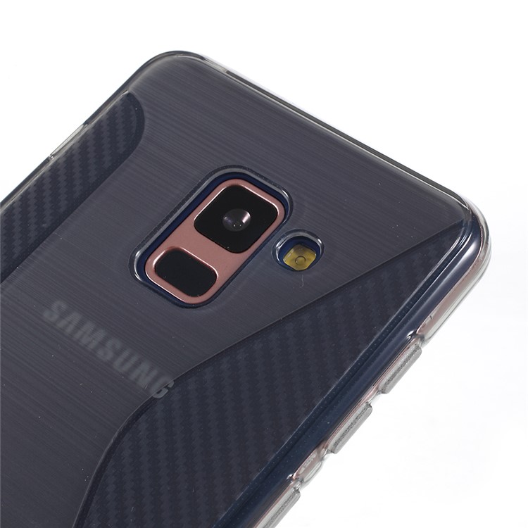 100PCS/Lot S Shape TPU Cover Case for Samsung Galaxy A8 (2018) - Transparent-4