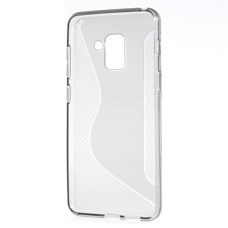 100PCS/Lot S Shape TPU Cover Case for Samsung Galaxy A8 (2018) - Transparent-6