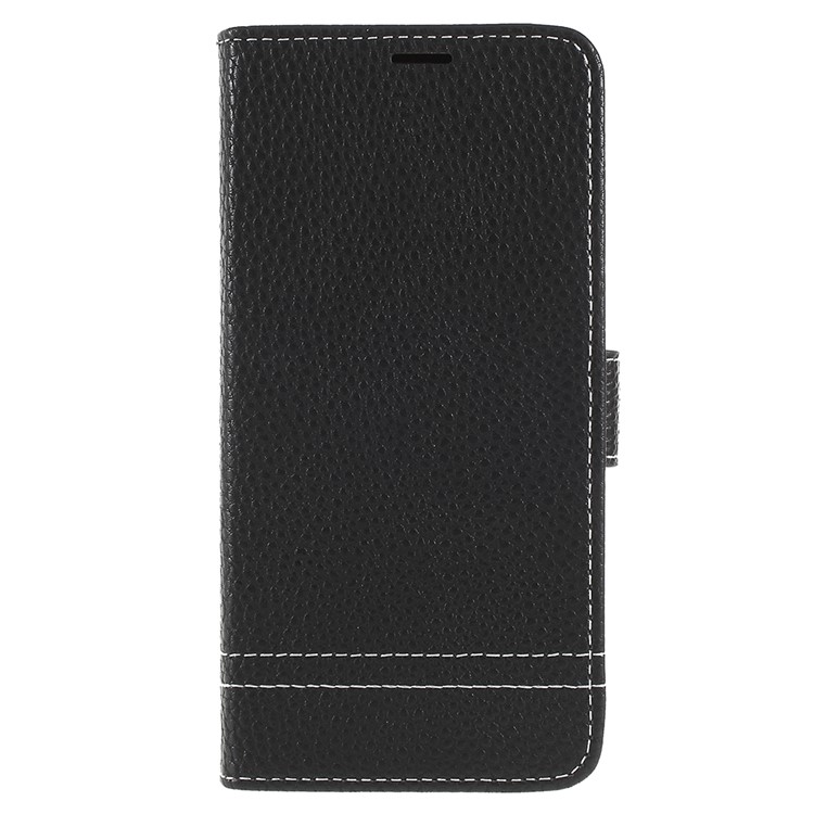 Litchi Texture Wallet Leather Stand Case for Samsung Galaxy A8 (2018) - Black-3