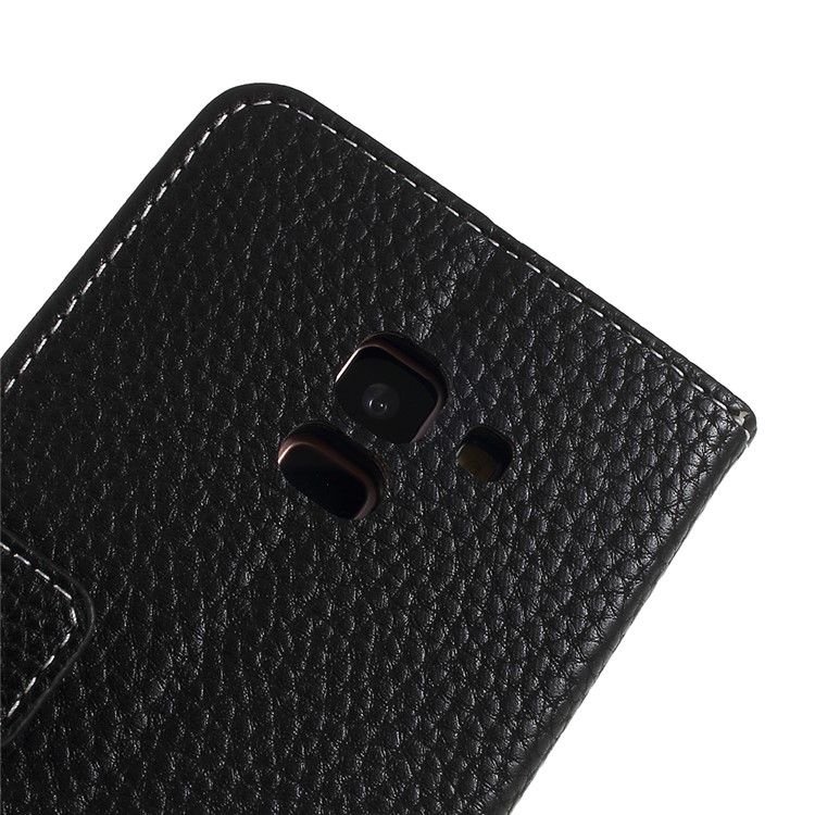 Litchi Texture Wallet Leather Stand Case for Samsung Galaxy A8 (2018) - Black-5