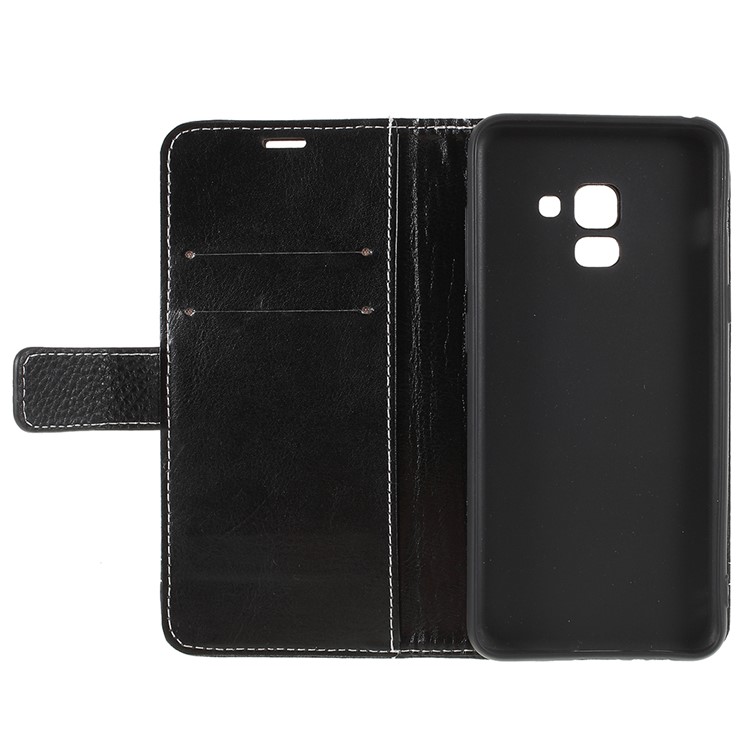 Litchi Texture Wallet Leather Stand Case for Samsung Galaxy A8 (2018) - Black-9