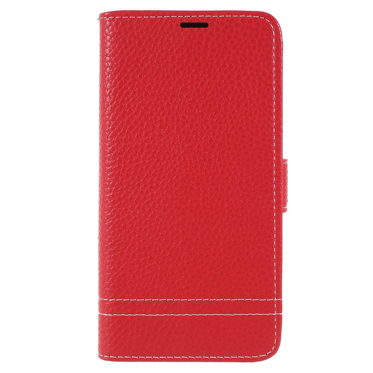 Litchi Texture Wallet Leather Cover with Stand for Samsung Galaxy A8 (2018) - Red-1