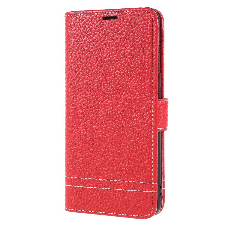 Litchi Texture Wallet Leather Cover with Stand for Samsung Galaxy A8 (2018) - Red-2