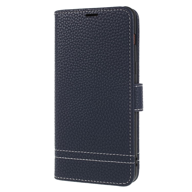 Litchi Texture PU Leather Wallet Stand Mobile Case for Samsung Galaxy A8 (2018) - Dark Blue-2