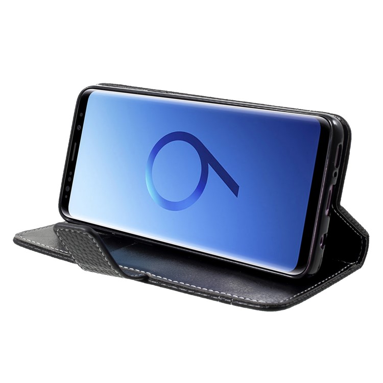Litchi Texture Wallet Stand Leather Case for Samsung Galaxy S9 SM-G960 - Black-4
