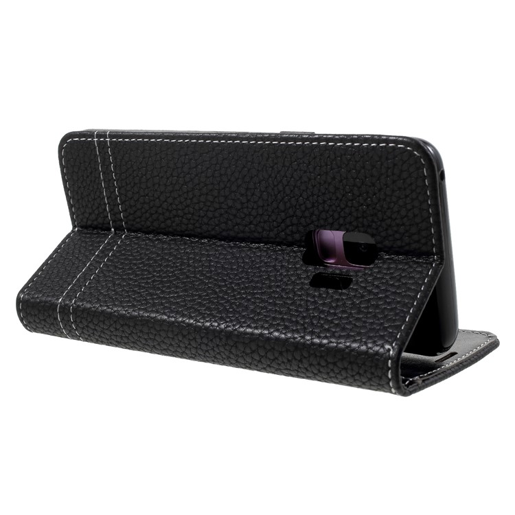 Litchi Texture Wallet Stand Leather Case for Samsung Galaxy S9 SM-G960 - Black-5