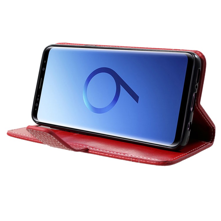Litchi Texture Wallet Stand Leather Phone Cover for Samsung Galaxy S9 SM-G960 - Red-4