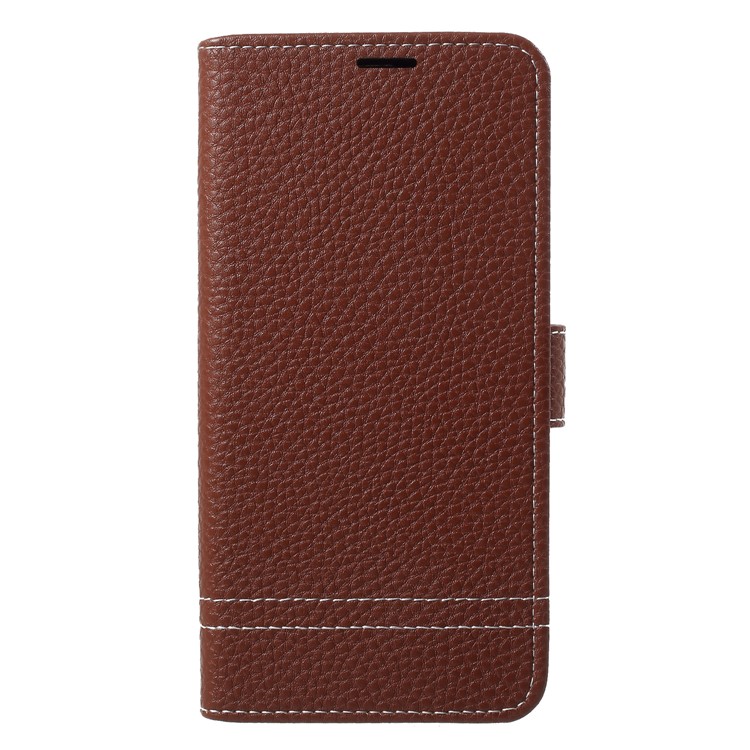 Litchi Texture Wallet Leather Stand Phone Case Accessory for Samsung Galaxy S9 SM-G960 - Brown-1