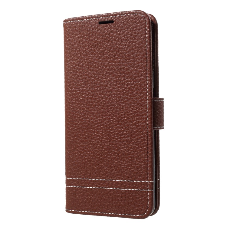 Litchi Texture Wallet Leather Stand Phone Case Accessory for Samsung Galaxy S9 SM-G960 - Brown-3