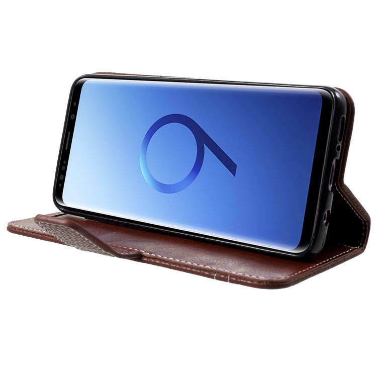 Litchi Texture Wallet Leather Stand Phone Case Accessory for Samsung Galaxy S9 SM-G960 - Brown-4