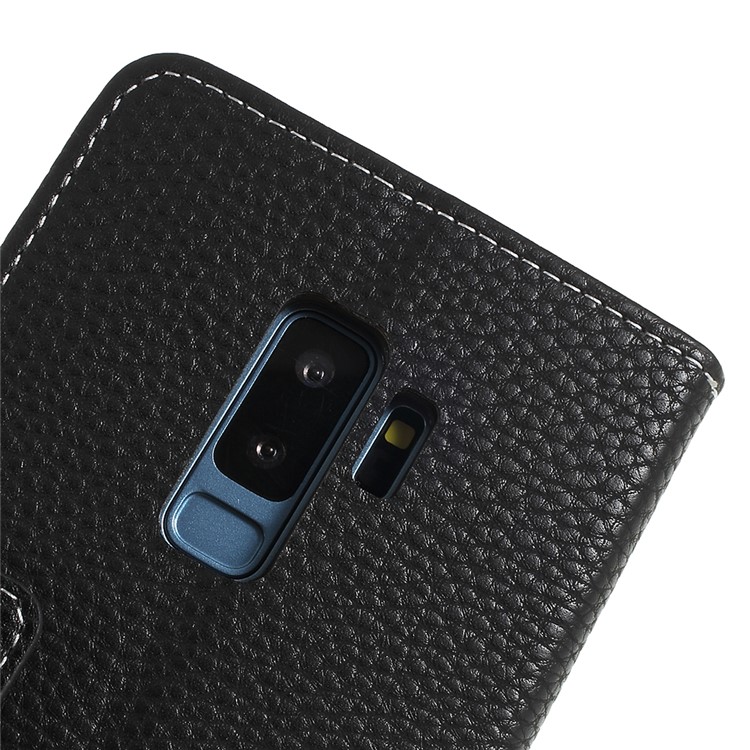 Litchi Texture Wallet Stand Leather Case for Samsung Galaxy S9 Plus SM-G965 - Black-5