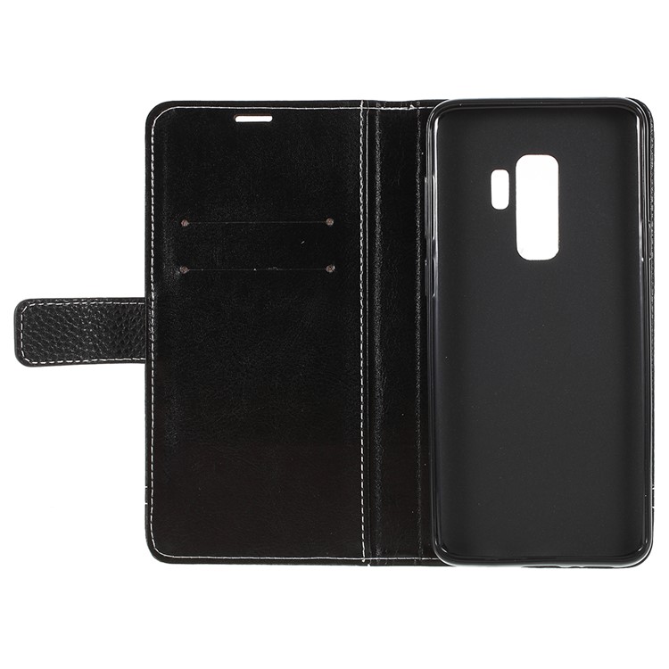 Litchi Texture Wallet Stand Leather Case for Samsung Galaxy S9 Plus SM-G965 - Black-9