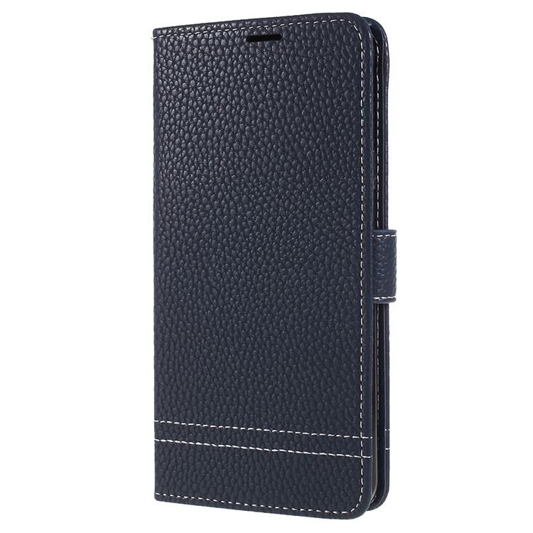 Litchi Texture Wallet Leather Shell with Stand for Samsung Galaxy S9 Plus SM-G965 - Dark Blue-2