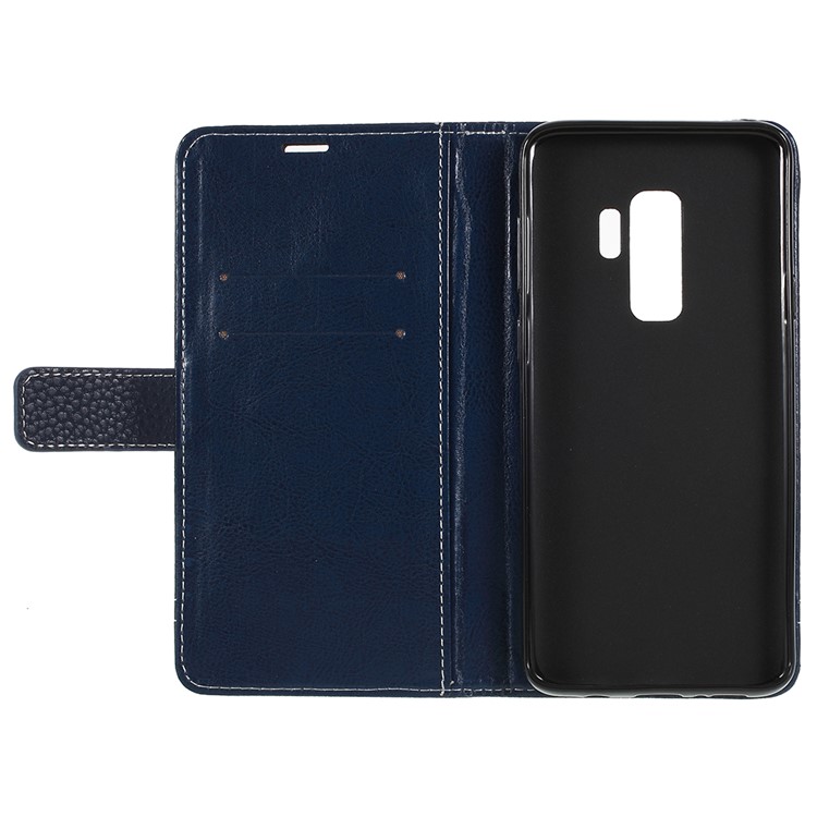 Litchi Texture Wallet Leather Shell with Stand for Samsung Galaxy S9 Plus SM-G965 - Dark Blue-7