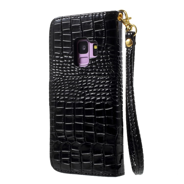 Crocodile Texture Leather Wallet Case for Samsung Galaxy S9 SM-G960 - Black-2