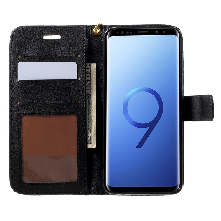 Crocodile Texture Leather Wallet Case for Samsung Galaxy S9 SM-G960 - Black-6