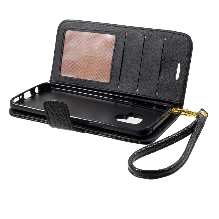 Crocodile Texture Leather Wallet Case for Samsung Galaxy S9 SM-G960 - Black-9