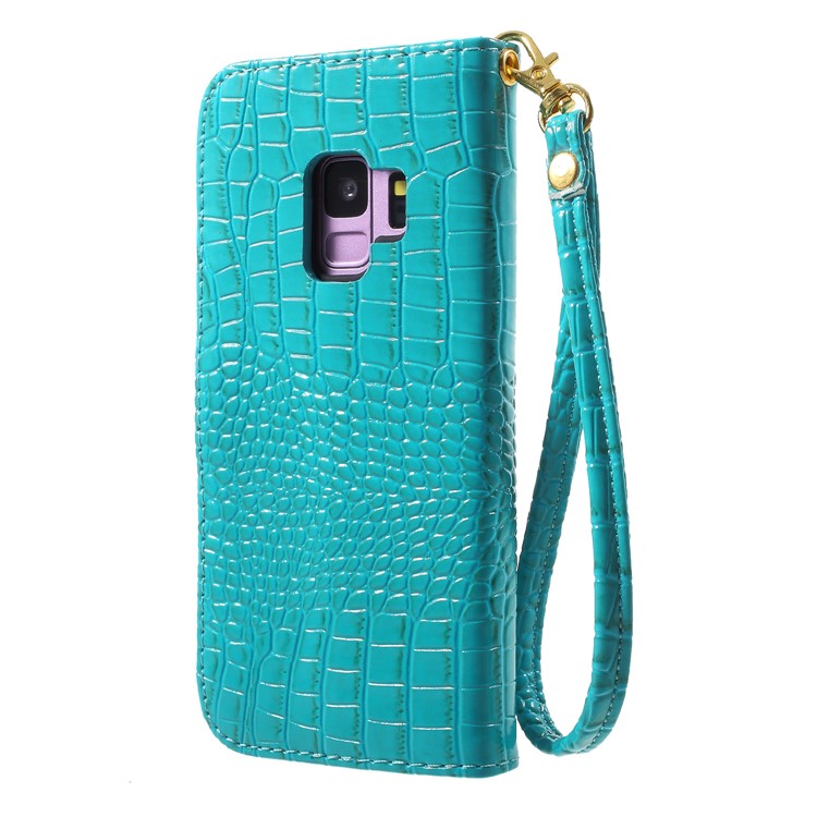 Crocodile Texture PU Leather Wallet Case for Samsung Galaxy S9 SM-G960 - Blue-2