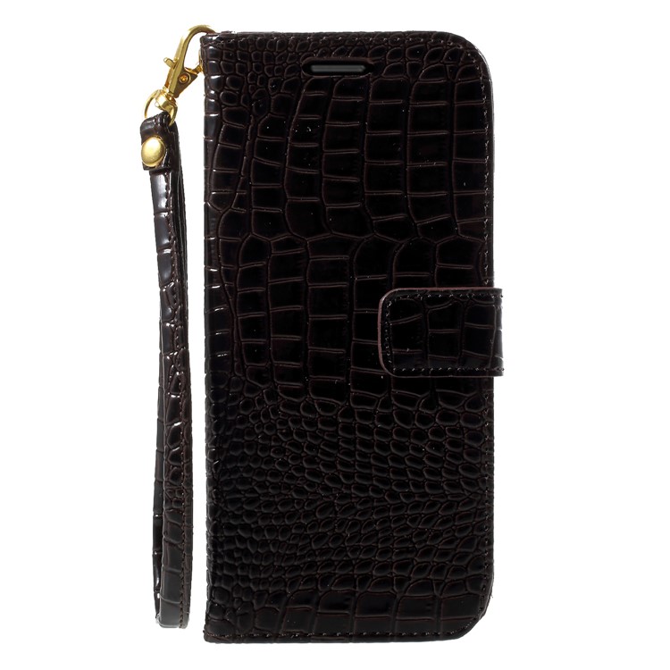 Crocodile Texture Leather Wallet Case Phone Shell for Samsung Galaxy S9 SM-G960 - Coffee-1